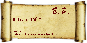 Bihary Pál névjegykártya